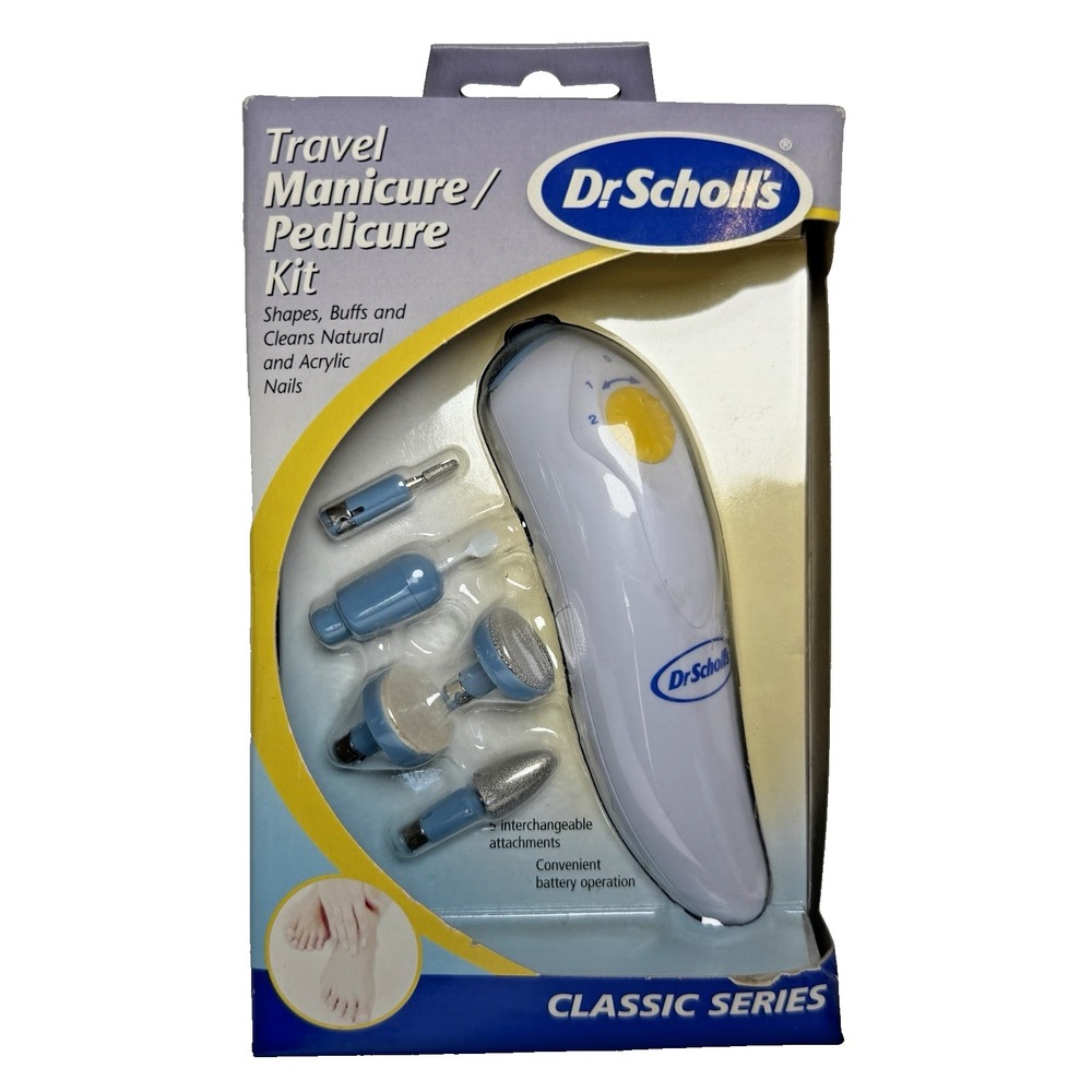 Vintage Dr. Scholl's Travel Manicure / Pedicure Kit Classic Series 5 Attachments